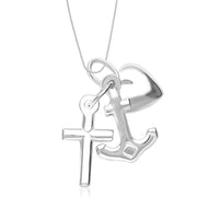 Taraash Sterling Silver Cross,Heart And Anchor Pendant With Chain For Unisex COMBO PDCH 59 - Taraash