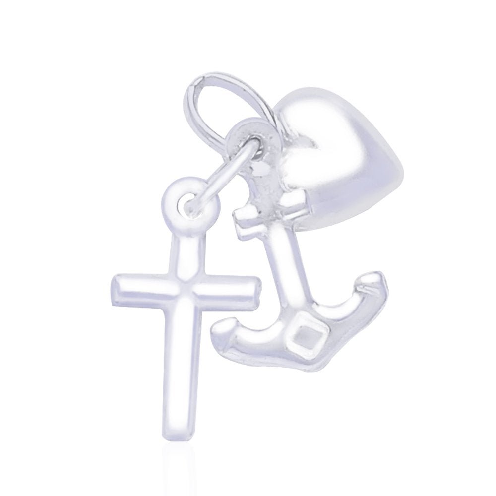 Taraash Sterling Silver Cross,Heart And Anchor Pendant With Chain For Unisex COMBO PDCH 59 - Taraash