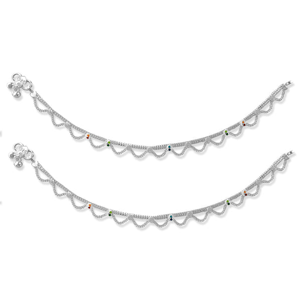 Taraash Sterling Silver Curb Chain Layer Enamel Anklet For Women - Taraash