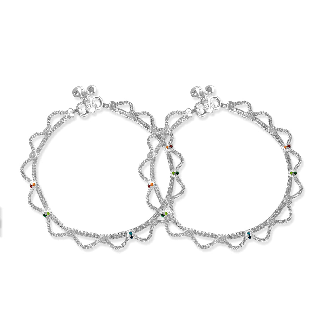 Taraash Sterling Silver Curb Chain Layer Enamel Anklet For Women - Taraash