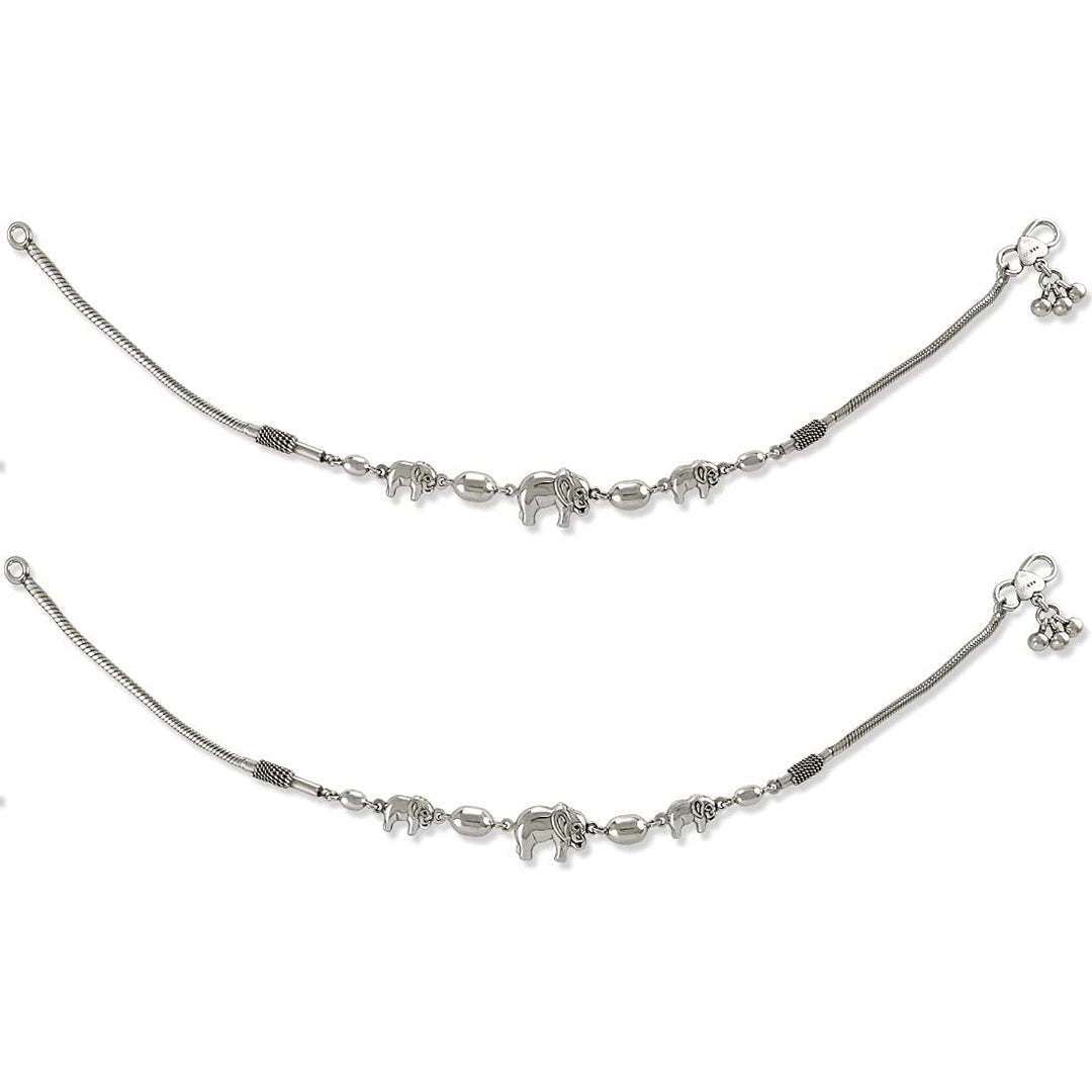 Taraash Sterling Silver Cute elephant anklet For Women - Taraash
