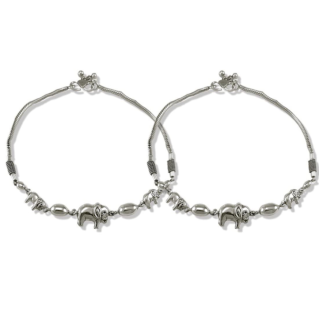 Taraash Sterling Silver Cute elephant anklet For Women - Taraash