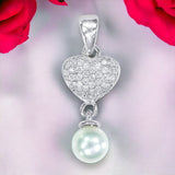 Taraash Sterling Silver CZ Adorn Heart With Pearl Pendant For Women PD2100R - Taraash