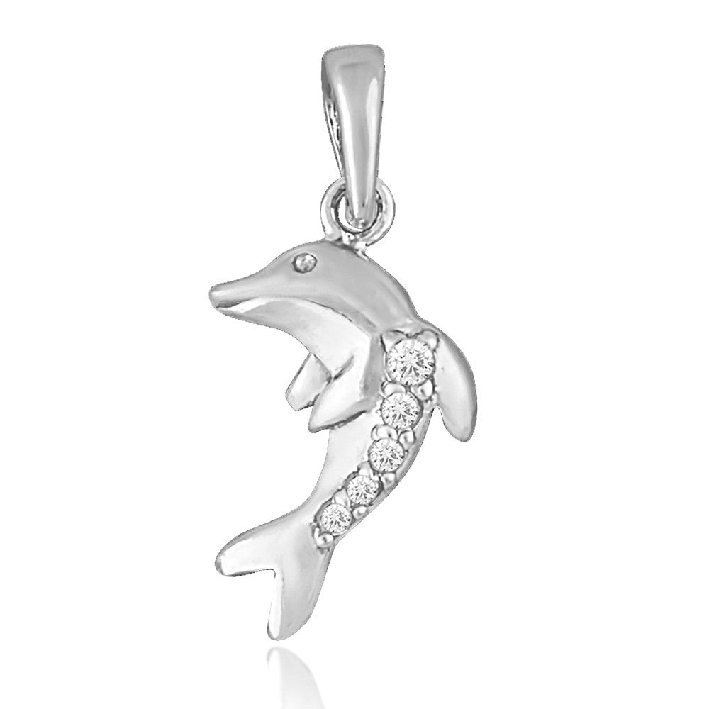 Taraash Sterling Silver Cz Dolphin Pendant With Chain For Women COMBO PDCH 101 - Taraash