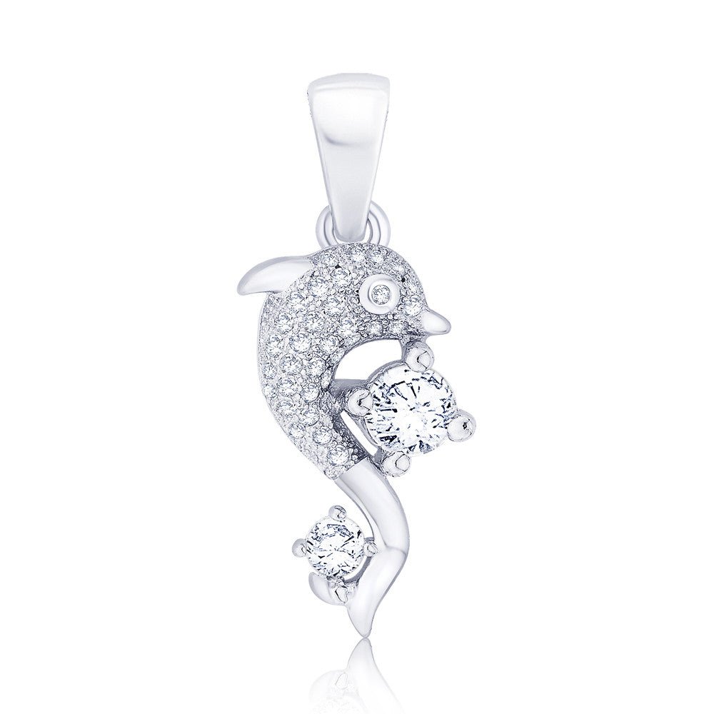 Taraash Sterling Silver Cz Dolphin Pendant With Chain For Women COMBO PDCH 143 - Taraash