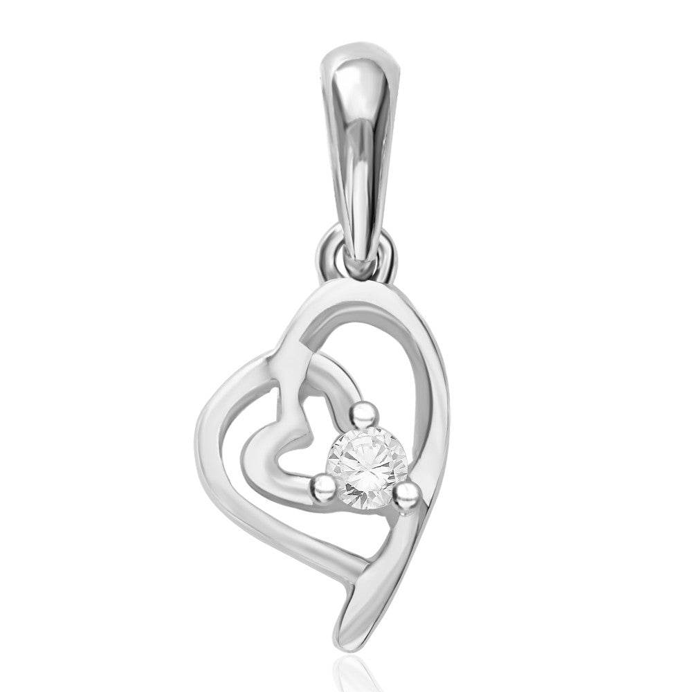 Taraash Sterling Silver Cz Double Heart Pendant With Chain For Women COMBO PDCH 117 - Taraash