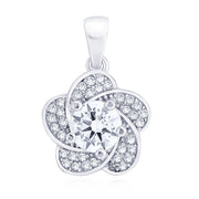 Taraash Sterling Silver Cz Floral Pendant With Chain For Women COMBO PDCH 138 - Taraash