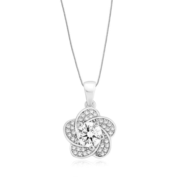 Taraash Sterling Silver Cz Floral Pendant With Chain For Women COMBO PDCH 138 - Taraash