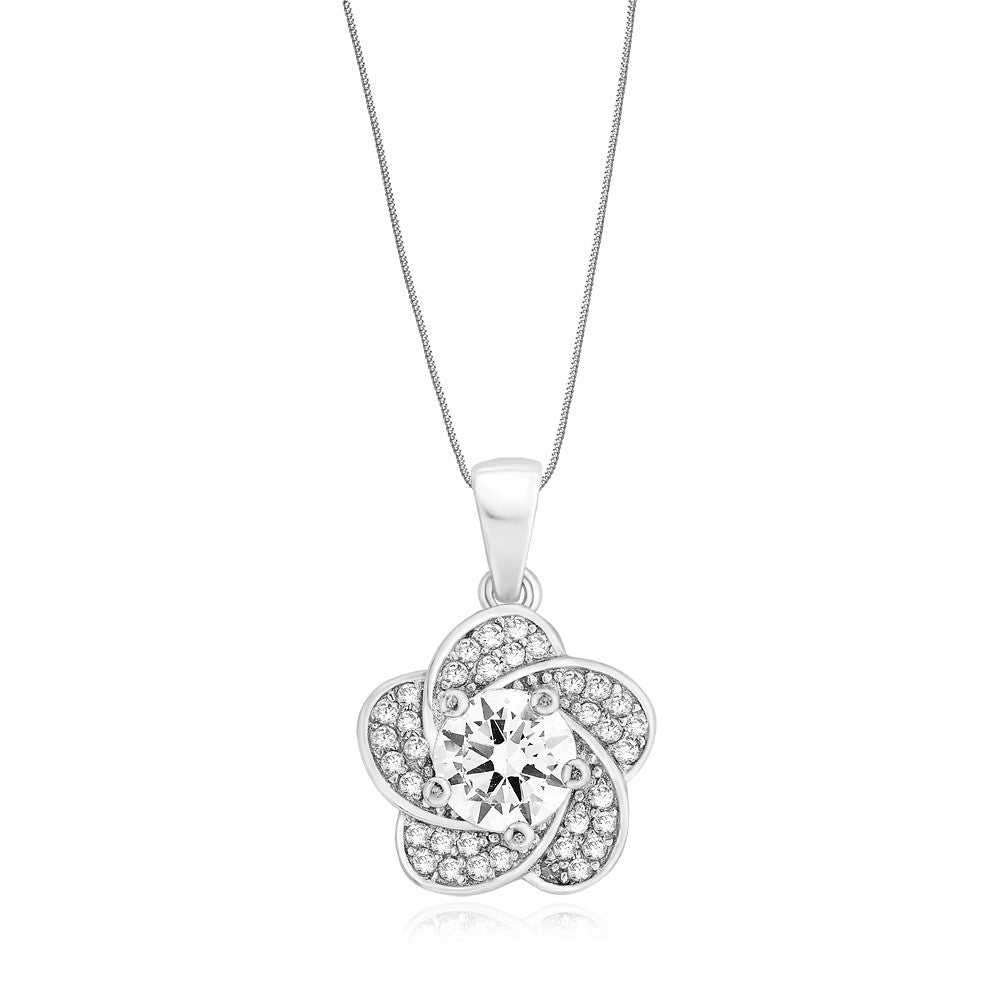 Taraash Sterling Silver Cz Floral Pendant With Chain For Women COMBO PDCH 138 - Taraash