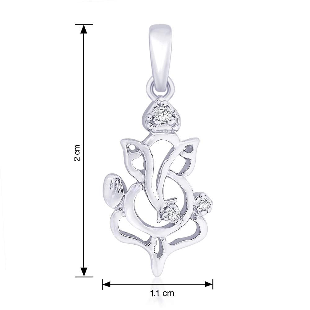 Taraash Sterling Silver Cz Ganeshji Pendant With Chain For Unisex COMBO PDCH 102 - Taraash