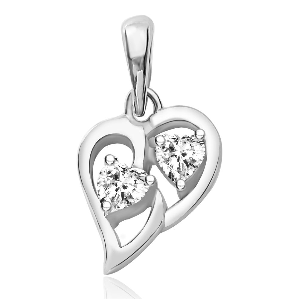 Taraash Sterling Silver Cz Heart Design Pendant With Chain For Women COMBO PDCH 119 - Taraash