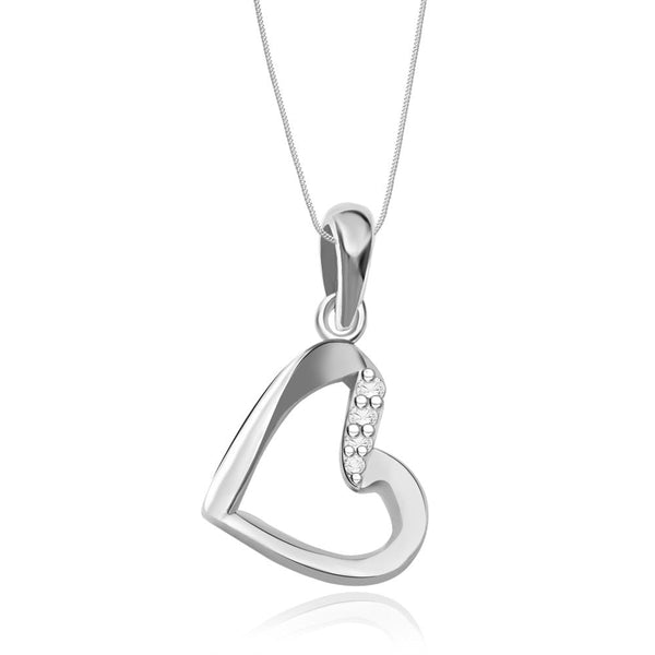Taraash Sterling Silver Cz Heart Pendant with Chain Women COMBO PDCH 100 - Taraash