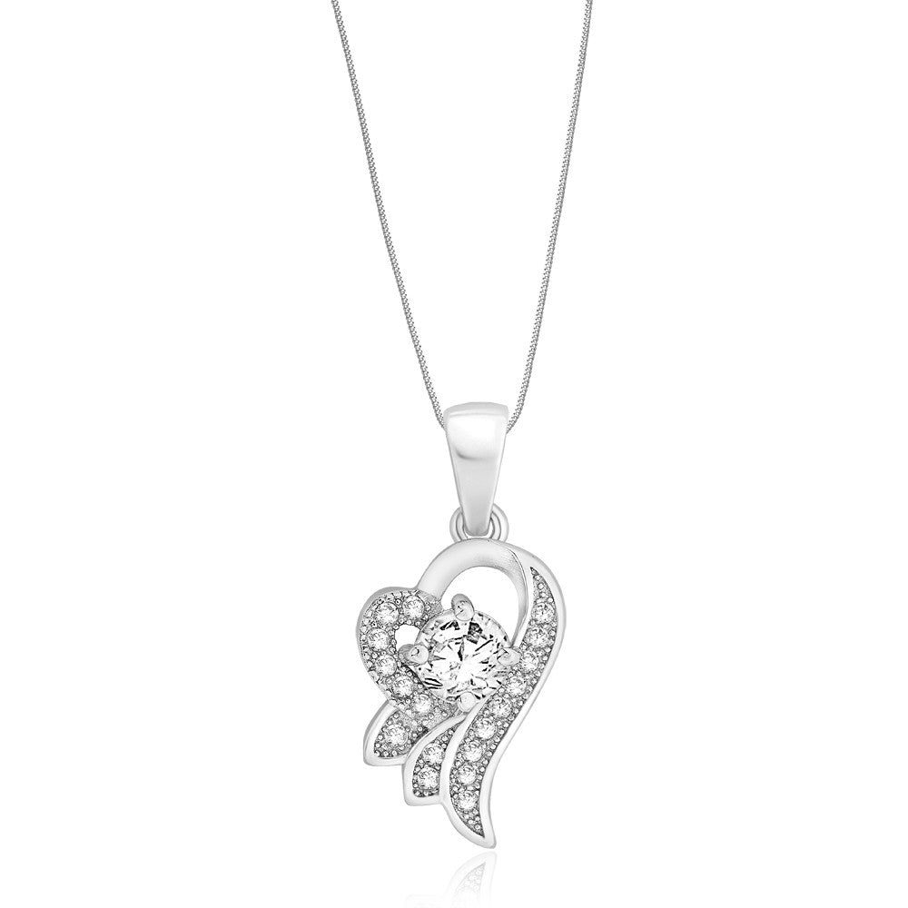 Taraash Sterling Silver Cz Heart Shape Pendant With Chain For Women COMBO PDCH 139 - Taraash
