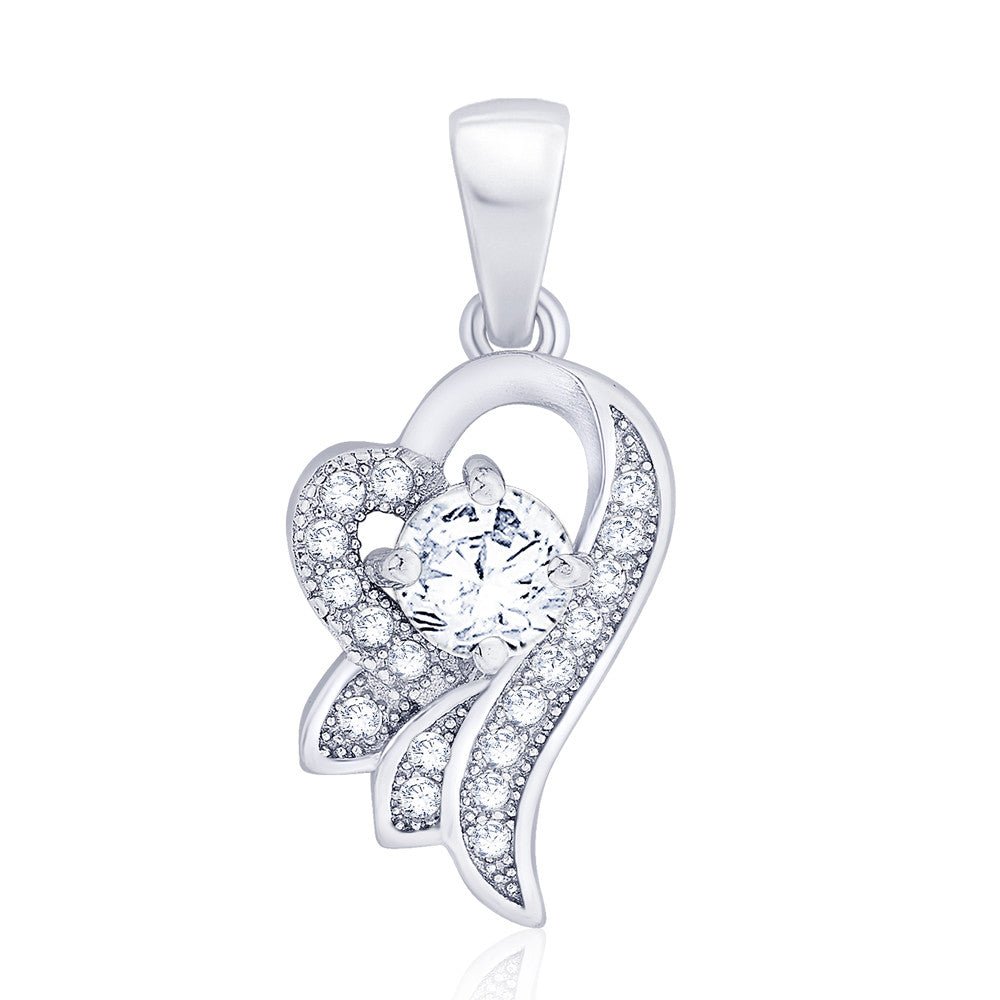 Taraash Sterling Silver Cz Heart Shape Pendant With Chain For Women COMBO PDCH 139 - Taraash