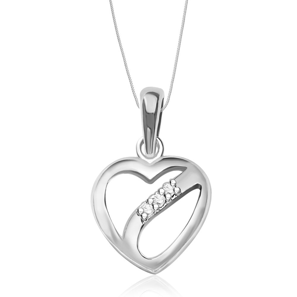 Taraash Sterling Silver Cz Heart Shape Pendant With Chain For Women COMBO PDCH 99 - Taraash