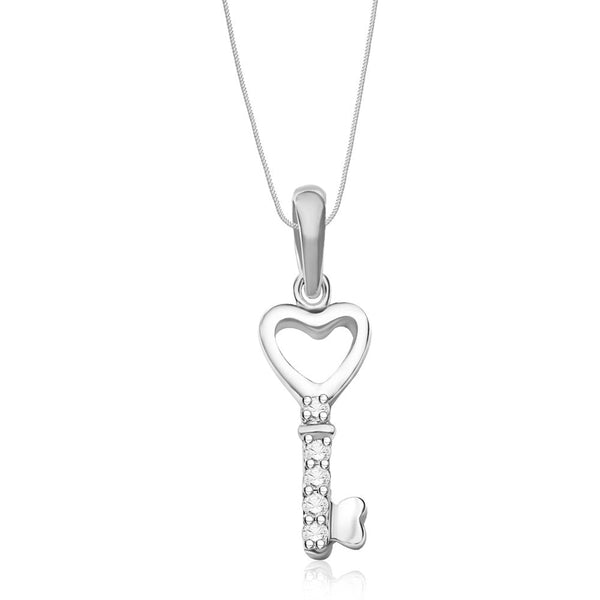 Taraash Sterling Silver Cz Key Pendant With Chain For Women COMBO PDCH 86 - Taraash