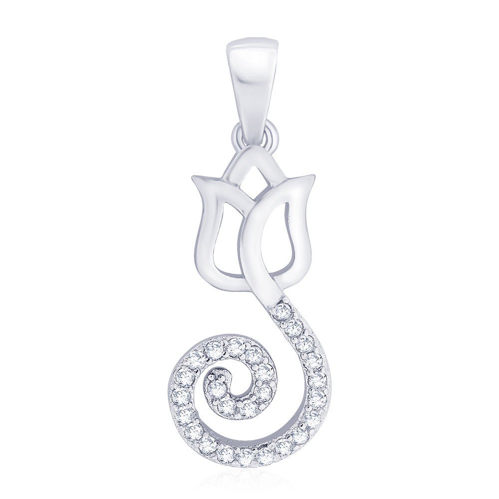 Taraash Sterling Silver Cz Lotus Studded Pendant With Chain For Women COMBO PDCH 140 - Taraash