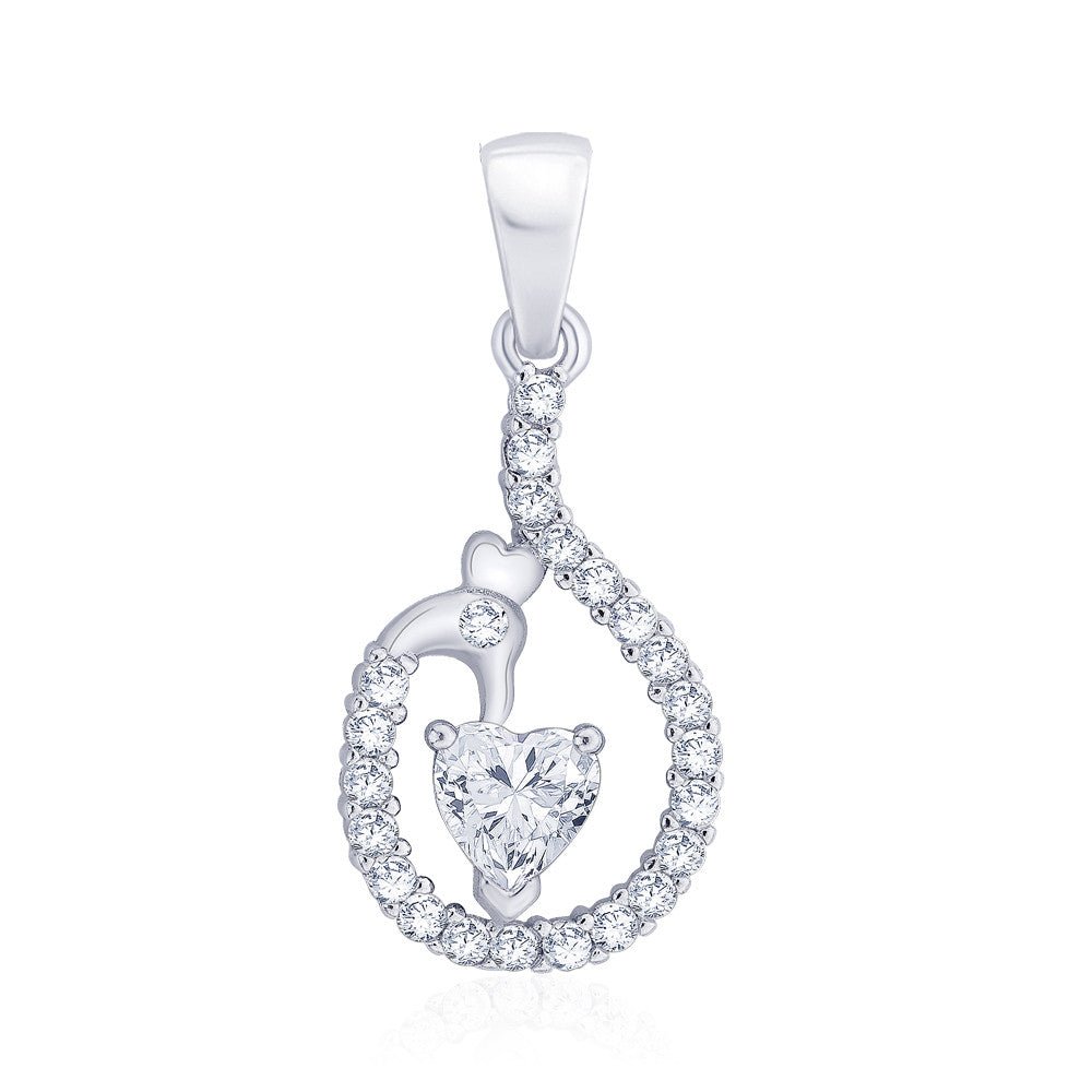 Taraash Sterling Silver Cz Peacock Style Pendant With Chain For Women COMBO PDCH 144 - Taraash