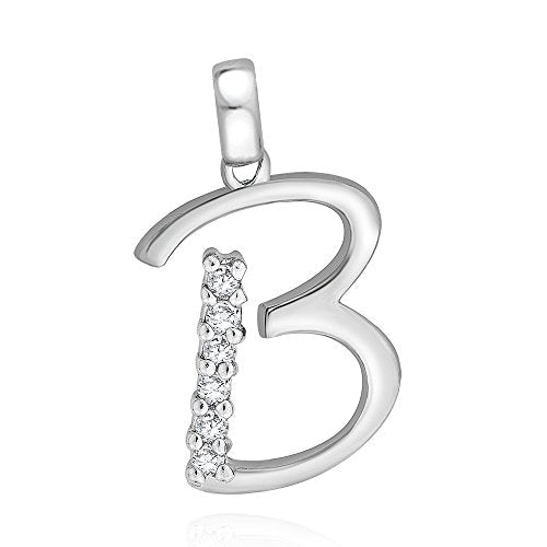 Taraash Sterling Silver Cz Studded Initial "B" Pendant For Men /Women CBPD028I-02 - Taraash