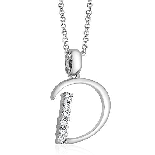 Taraash Sterling Silver CZ Studded Initial "D" Pendant For Men /Women CBPD028I-04 - Taraash