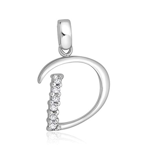 Taraash Sterling Silver CZ Studded Initial "D" Pendant For Men /Women CBPD028I-04 - Taraash