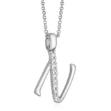 Taraash Sterling Silver CZ Studded Initial "N" Pendant For Men /Women CBPD028I-08 - Taraash