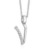 Taraash Sterling Silver Cz Studded Initial "V" Pendant For Men /Women CBPD028I-12 - Taraash