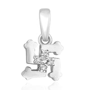 Taraash Sterling Silver Cz Swastik Pendant With Chain For Unisex COMBO PDCH 103 - Taraash