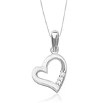 Load image into Gallery viewer, Taraash Sterling Silver Cz Three Stone Heart Shape Pendant With Chain For Women COMBO PDCH 98 - Taraash