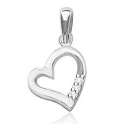 Taraash Sterling Silver Cz Three Stone Heart Shape Pendant With Chain For Women COMBO PDCH 98 - Taraash