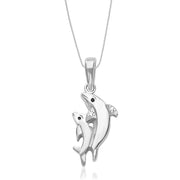 Taraash Sterling Silver Cz Twins Dolphin Pendant With Chain For Women COMBO PDCH 114 - Taraash