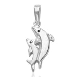 Load image into Gallery viewer, Taraash Sterling Silver Cz Twins Dolphin Pendant With Chain For Women COMBO PDCH 114 - Taraash