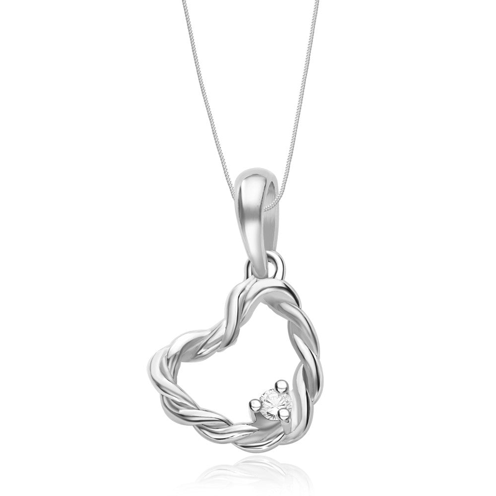 Taraash Sterling Silver Cz Twisted Heart Pendant With Chain For Women COMBO PDCH 116 - Taraash