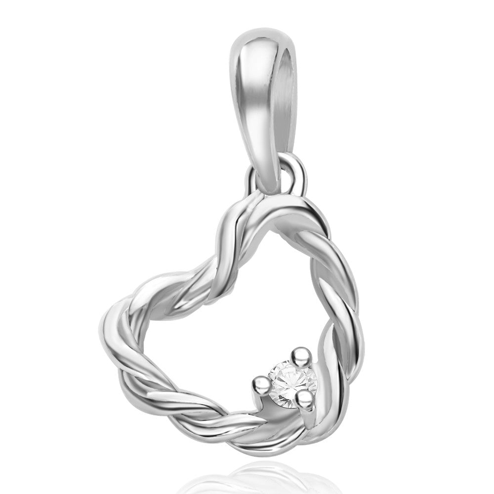 Taraash Sterling Silver Cz Twisted Heart Pendant With Chain For Women COMBO PDCH 116 - Taraash