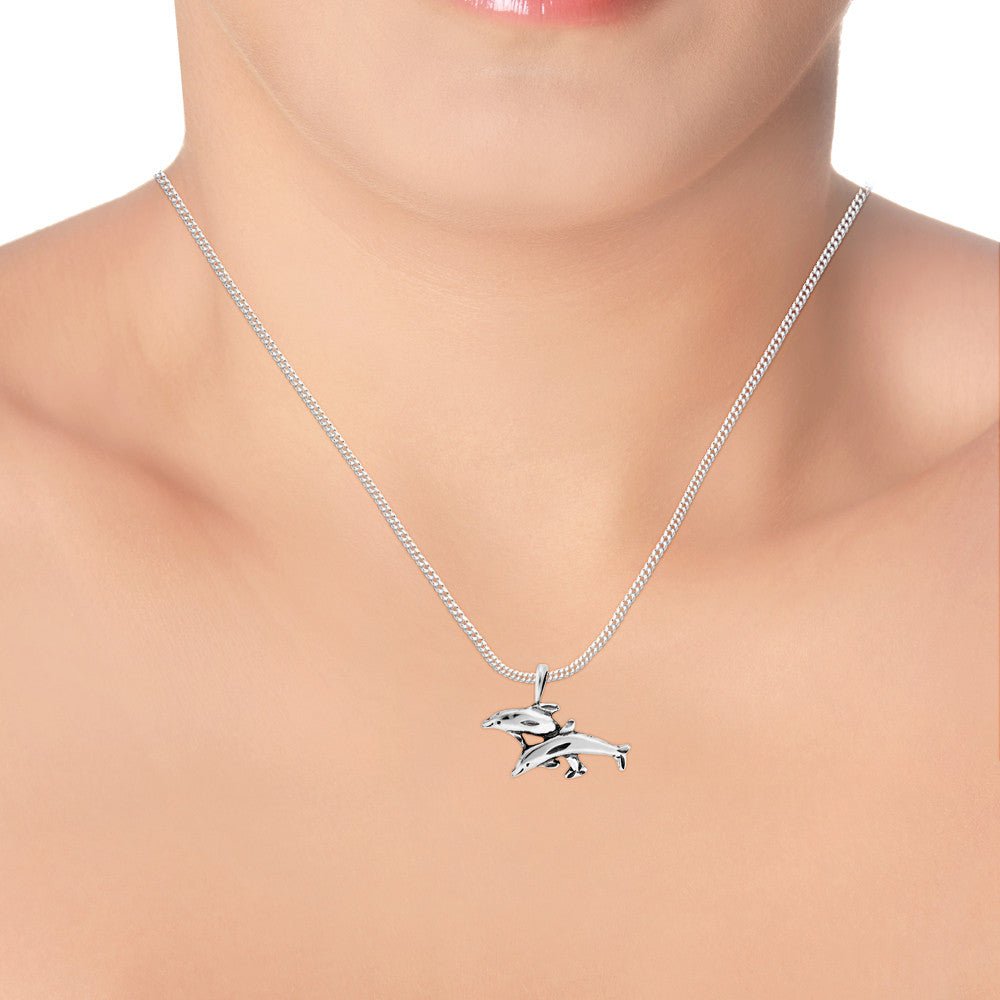 Taraash Sterling Silver Dolphin Pendant With Chain For Unisex COMBO PDCH 84 - Taraash