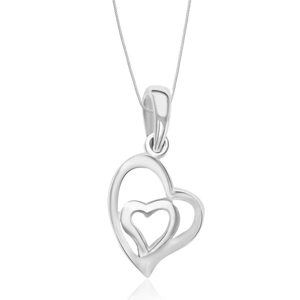 Taraash Sterling Silver Double Heart Pendant With Chain For Women COMBO PDCH 96 - Taraash