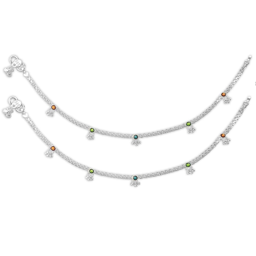 Taraash Sterling Silver Enamel Designer Anklet for Women - Taraash