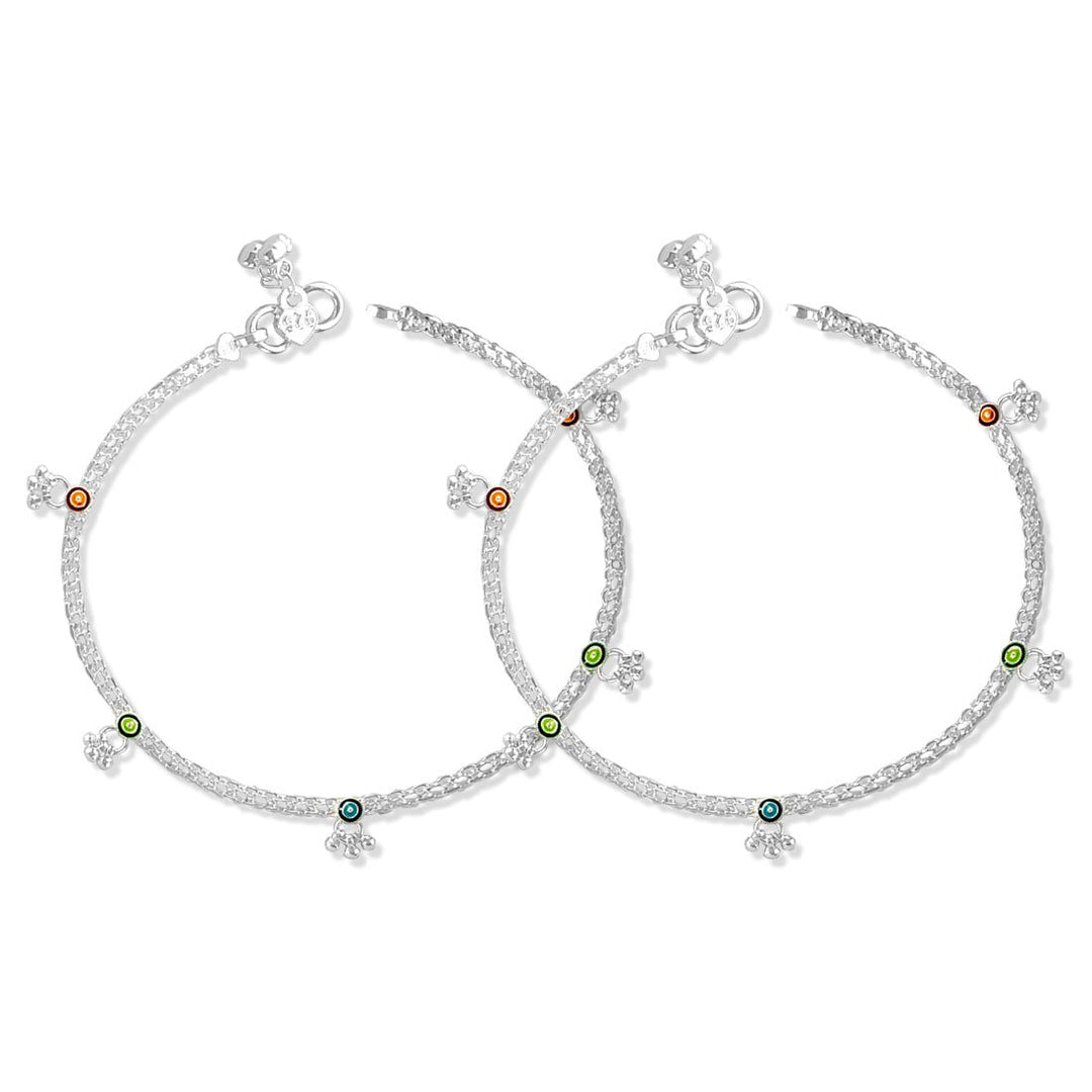 Taraash Sterling Silver Enamel Designer Anklet for Women - Taraash