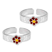 Taraash Sterling Silver Enamel Flower Toe Ring For Women - Taraash