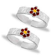 Taraash Sterling Silver Enamel Flower Toe Ring For Women - Taraash