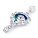 Taraash Sterling Silver Enamel Peacock With Hanging Pearl Pendant For Women PD2079S - Taraash