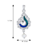 Taraash Sterling Silver Enamel Peacock With Hanging Pearl Pendant For Women PD2079S - Taraash