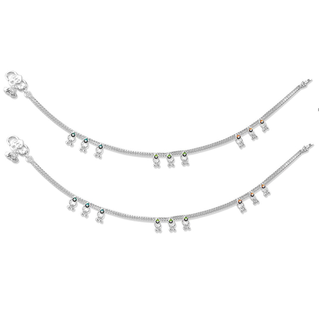 Taraash Sterling Silver Fancy Dangling Beads Anklet For Women - Taraash