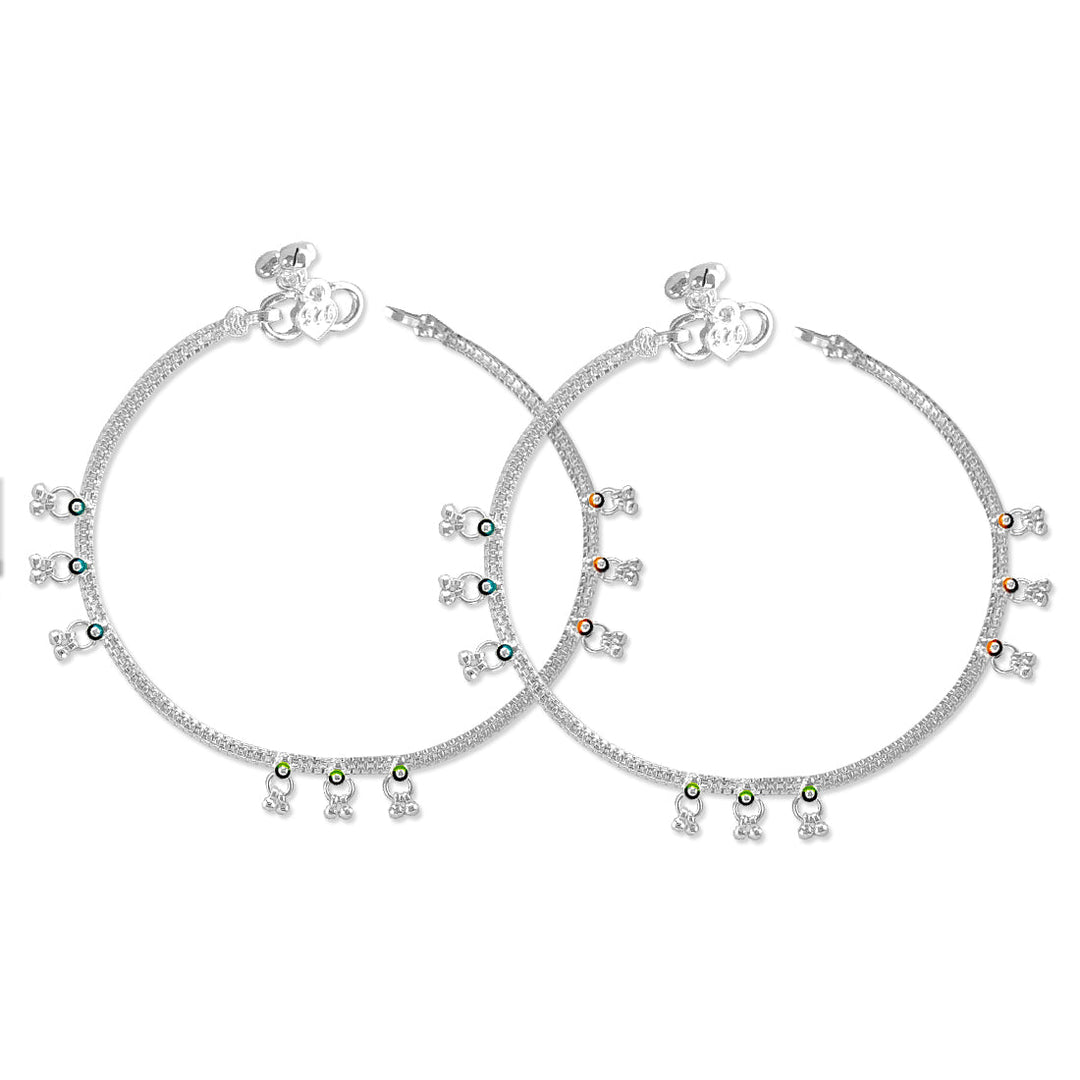 Taraash Sterling Silver Fancy Dangling Beads Anklet For Women - Taraash