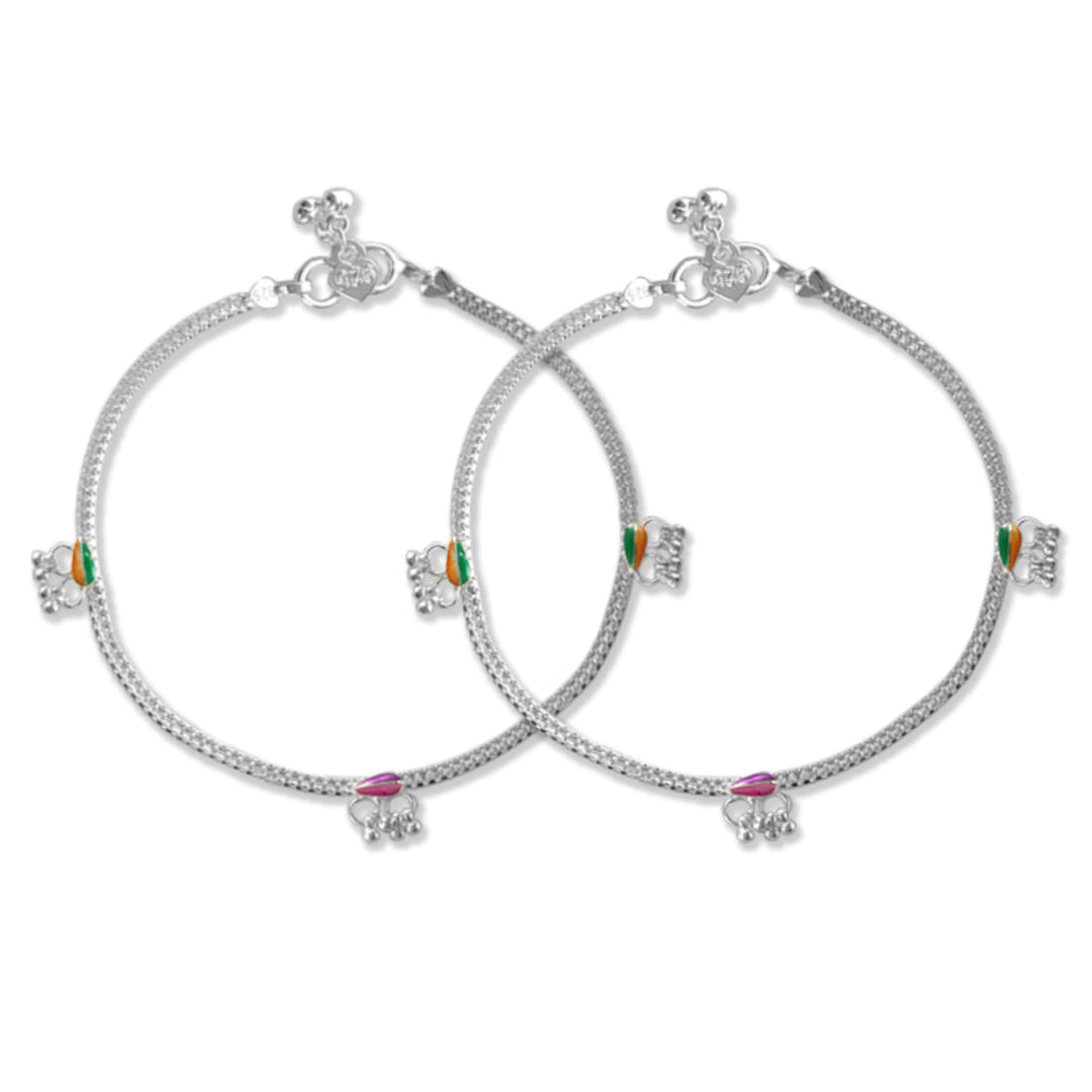 Taraash Sterling Silver Fancy Enamel Anklet For Women - Taraash