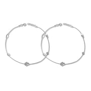 Taraash Sterling Silver Floral Design CZ Anklet For Women - Taraash