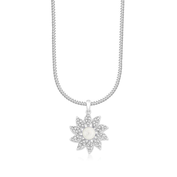 Taraash Sterling Silver Floral Design Pendant With Chain For Women COMBO PDCH 150 - Taraash