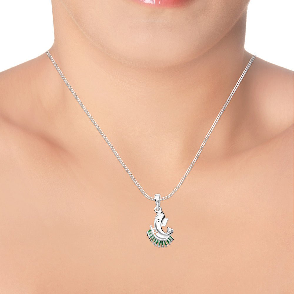 Taraash Sterling Silver Ganesha Pendant With Chain For Women COMBO PDCH 78 - Taraash