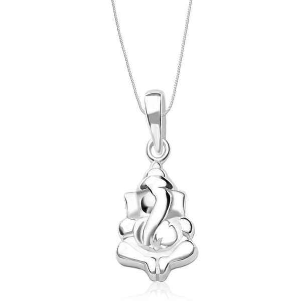Taraash Sterling Silver Ganeshji Pendant With Chain For Unisex COMBO PDCH 77 - Taraash