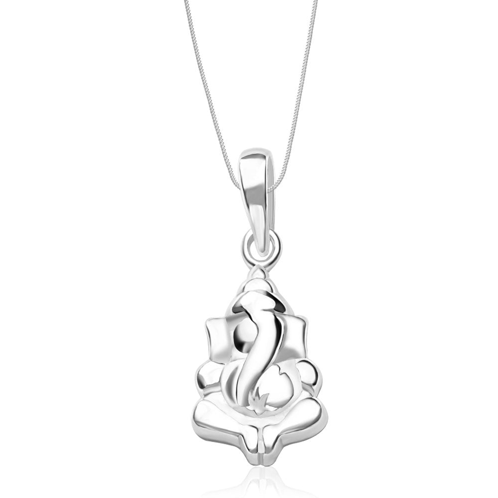 Taraash Sterling Silver Ganeshji Pendant With Chain For Unisex COMBO PDCH 77 - Taraash